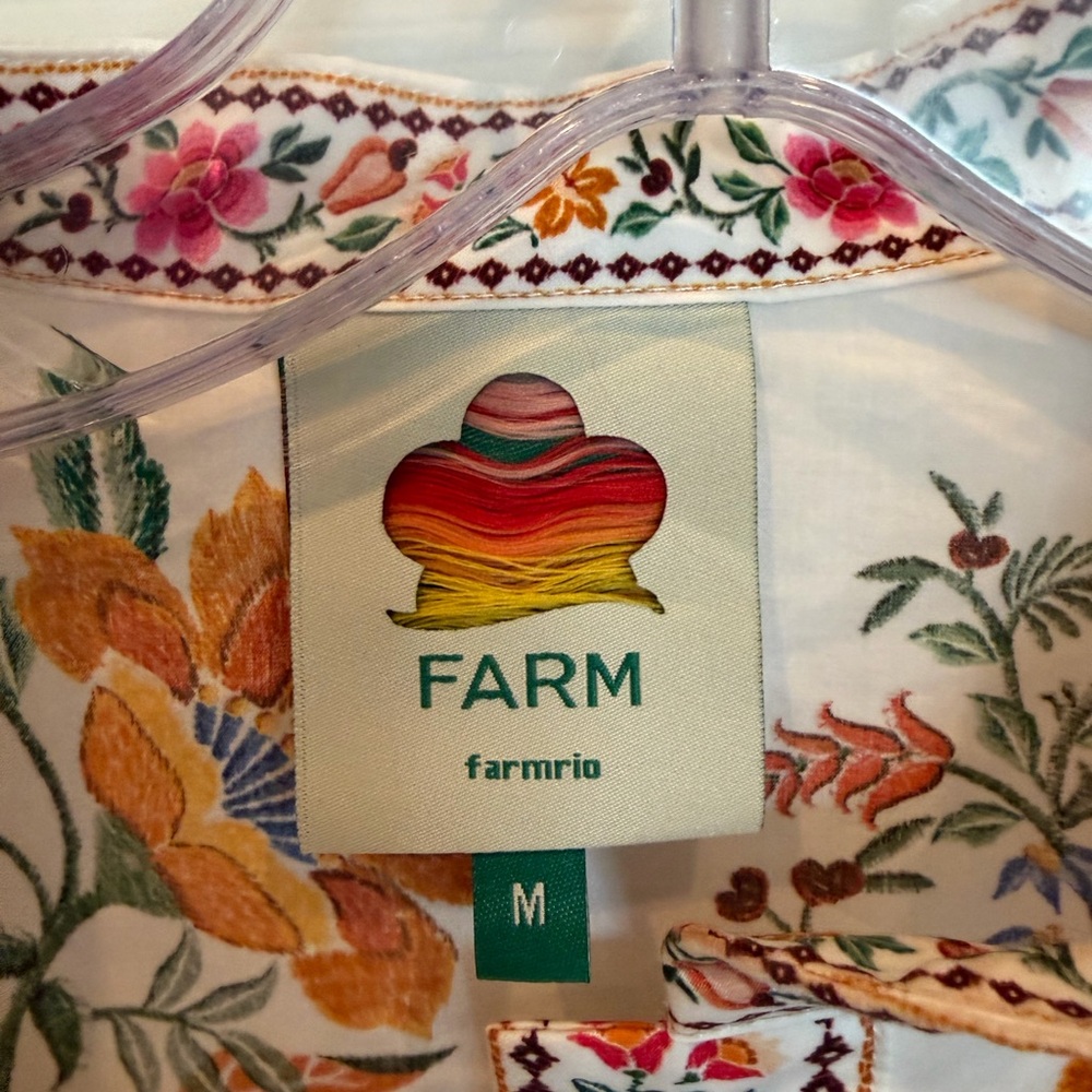 FARM Rio White Floral Embroidered Mini Dress with Pink & Orange Accents - Picture 6 of 7